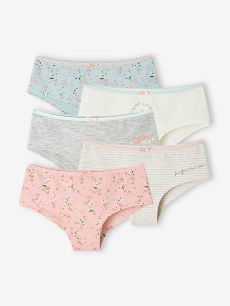 Lot de 5 shorties fille flowers rose poudré 1 - vertbaudet enfant 