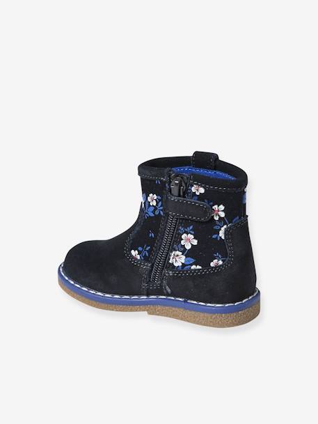 Boots zippées en cuir imprimé bébé bleu imprimé 3 - vertbaudet enfant 