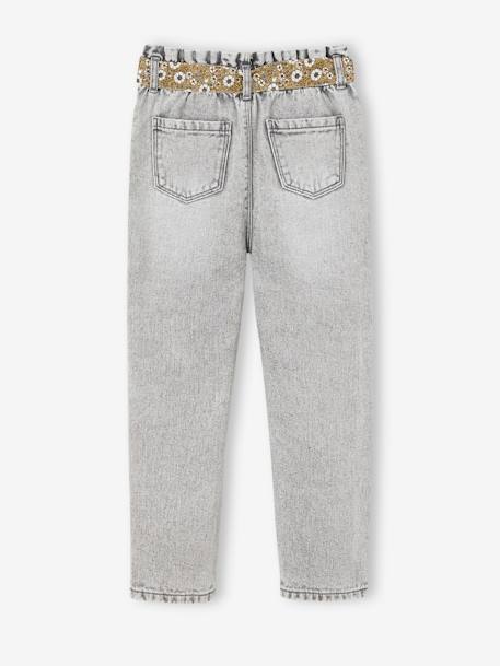 Jean style paperbag et sa ceinture fleurie fille denim brut+denim gris+stone 7 - vertbaudet enfant 