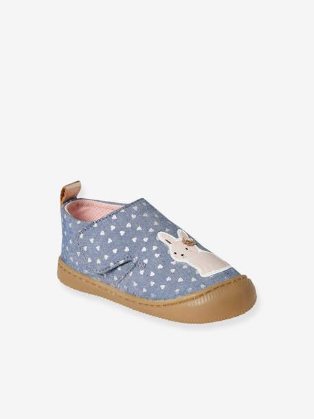 Chaussons scratchés bébé en toile imprimée blanc imprimé+bleu chambray 6 - vertbaudet enfant 