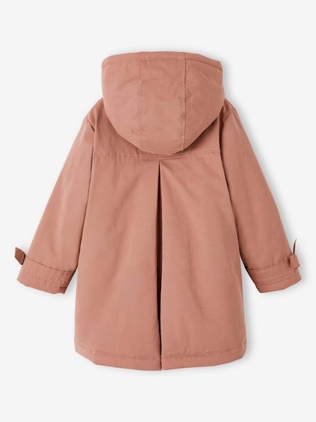 Parka à capuche chic effet peau de pêche fille bois de rose+marine 3 - vertbaudet enfant 