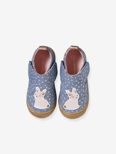 Chaussons scratchés bébé en toile imprimée blanc imprimé+bleu chambray 7 - vertbaudet enfant 