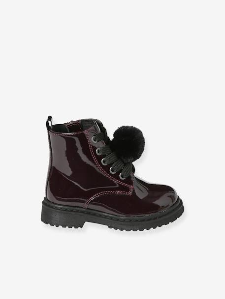 Boots vernies lacées et zippées bébé bordeaux 2 - vertbaudet enfant 