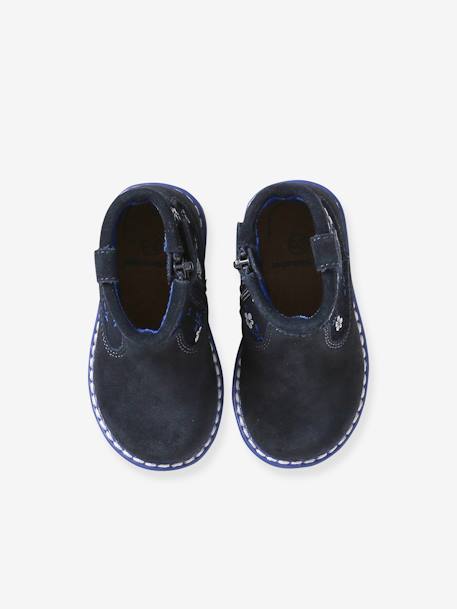 Boots zippées en cuir imprimé bébé bleu imprimé 4 - vertbaudet enfant 