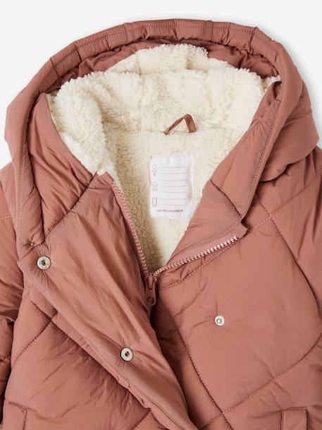 Doudoune à capuche fille doublée sherpa fille blush 5 - vertbaudet enfant 