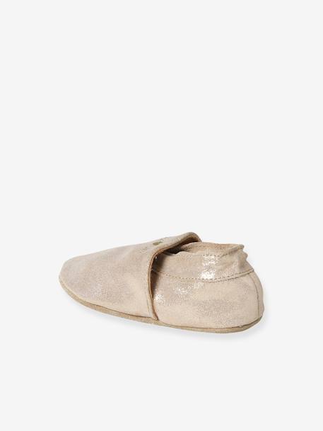 Chaussons élastiqués en cuir souple bébé or 5 - vertbaudet enfant 