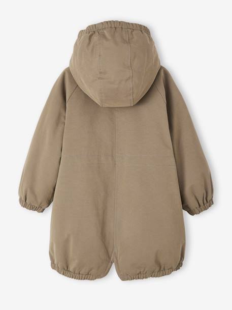 Parka à capuche fille doublée imitation fourrure kaki+vieux rose 3 - vertbaudet enfant 