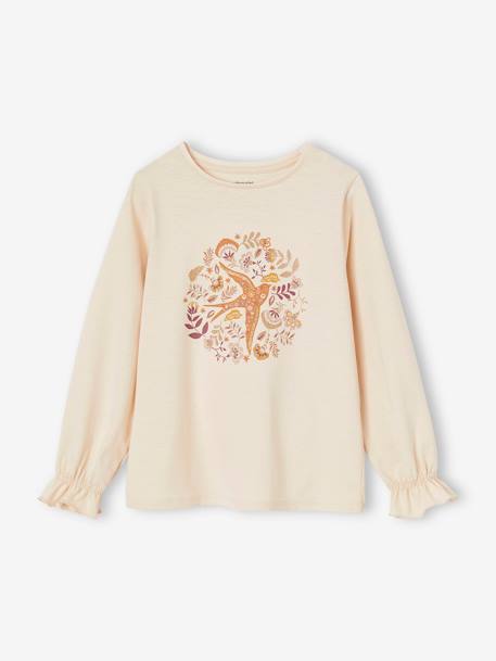 Fille-T-shirt romantique motifs brillants fille