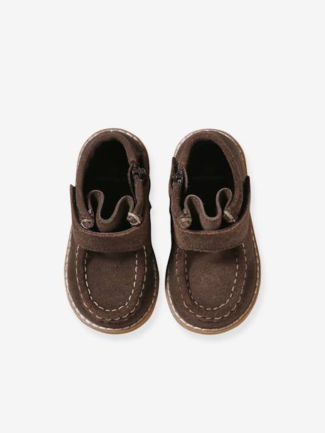 Bottines en cuir scratchées et zippées bébé marron 4 - vertbaudet enfant 