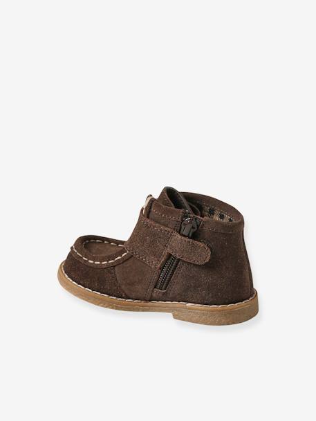 Bottines en cuir scratchées et zippées bébé marron 3 - vertbaudet enfant 