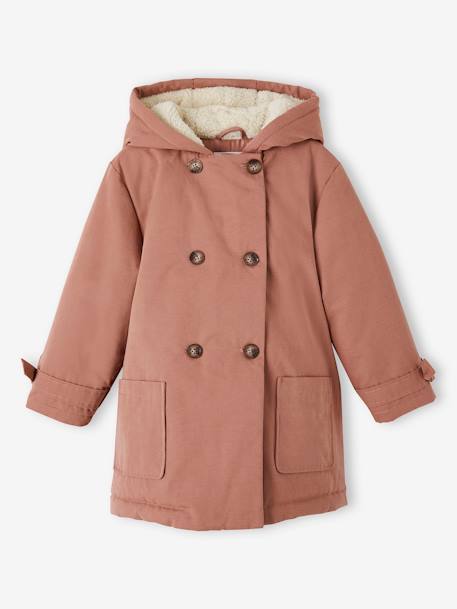 Fille-Manteau, veste-Parka à capuche chic effet peau de pêche fille