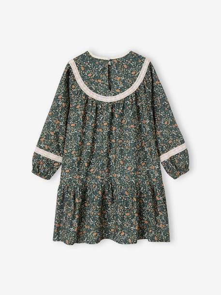 Robe à fleurs détails en dentelle fille beige+bleu nuit+vert 8 - vertbaudet enfant 