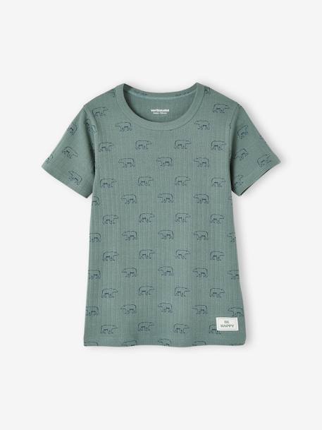 Lot de 3 T-shirts manches courtes ours en maille côtelée garçon vert émeraude 2 - vertbaudet enfant 