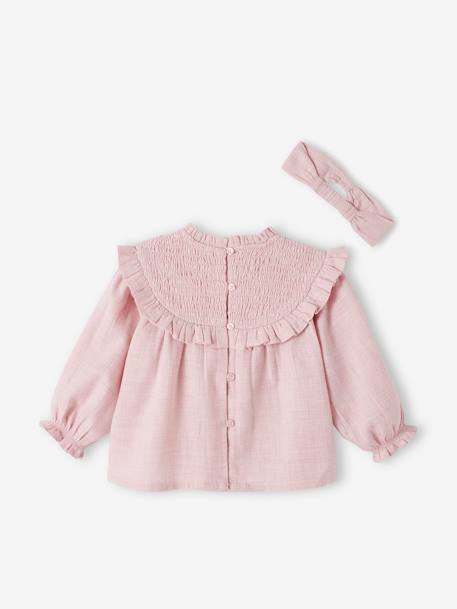 Blouse à smocks bébé et son bandeau assorti lilas 4 - vertbaudet enfant 