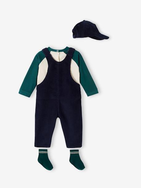 Ensemble 4 pièces bébé T-shirt + salopette + casquette + chaussettes bleu nuit 7 - vertbaudet enfant 