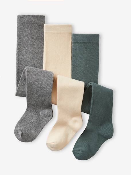 Lot de 3 collants bébé maille BASICS  - vertbaudet enfant