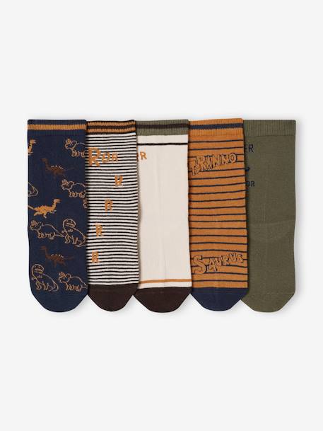 Lot de 5 paires de chaussettes 'dino' garçon noix de pécan 2 - vertbaudet enfant 