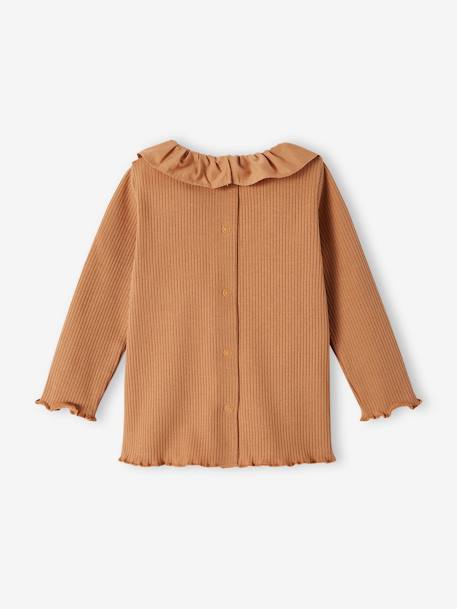 T-shirt en côtes bébé à collerette caramel 3 - vertbaudet enfant 