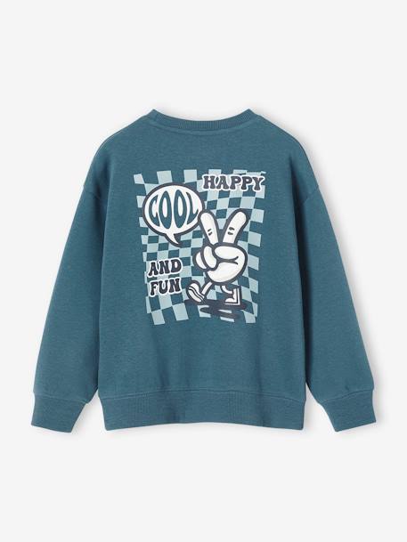 Sweat motif ludique au dos garçon bleu pétrole+chocolat 2 - vertbaudet enfant 