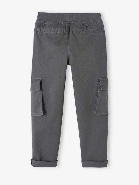 Pantalon cargo droit MorphologiK facile à enfiler garçon Tour de hanches FIN bronze+gris ardoise 8 - vertbaudet enfant 