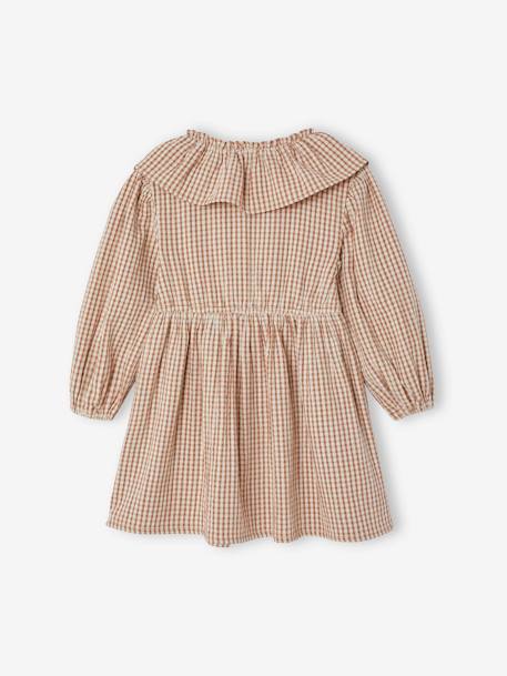 Robe à carreaux vichy avec collerette fille carreaux marron 2 - vertbaudet enfant 