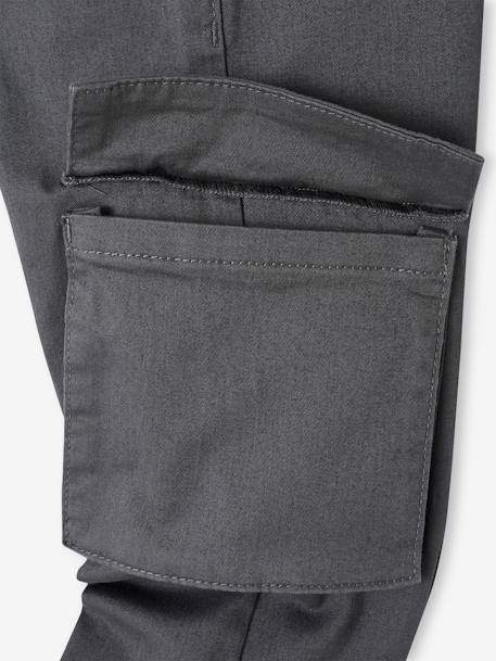 Pantalon cargo droit MorphologiK facile à enfiler garçon Tour de hanches FIN bronze+gris ardoise 10 - vertbaudet enfant 