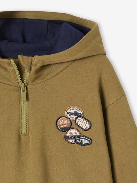 Sweat capuche montante animation badges garçon olive 3 - vertbaudet enfant 