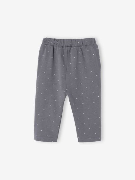 Pantalon molleton bébé fille bleu grisé+chaudron imprimé+écru+vert sauge 2 - vertbaudet enfant 