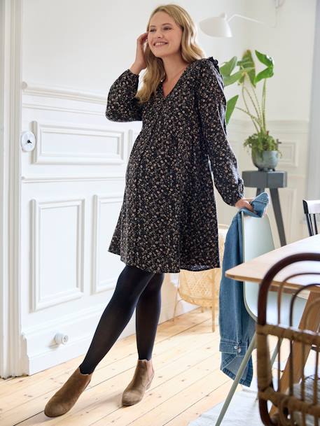 Robe courte gaze de coton grossesse et allaitement noir 2 - vertbaudet enfant 