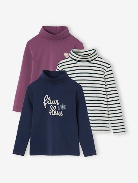 Fille-Lot de 3 T-shirts col roulé Basics fille