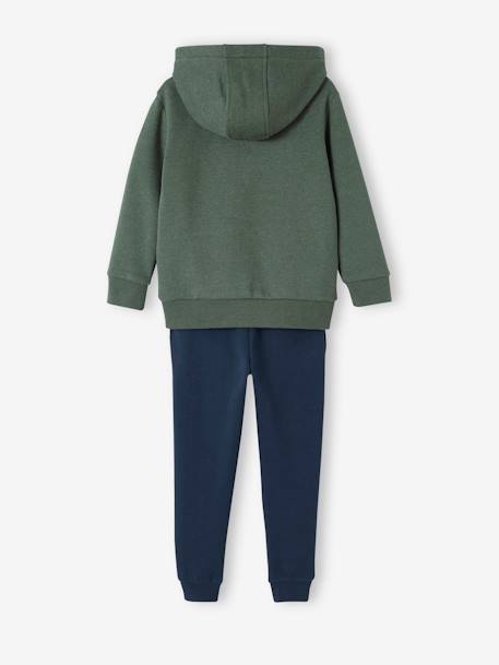 Ensemble sport garçon sweat à capuche et jogging en molleton marine+vert chiné 10 - vertbaudet enfant 