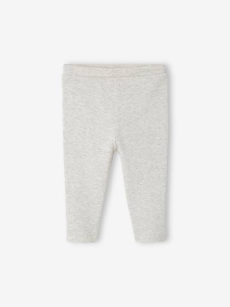 Legging basics bébé en côtes beige chiné+rose 1 - vertbaudet enfant 