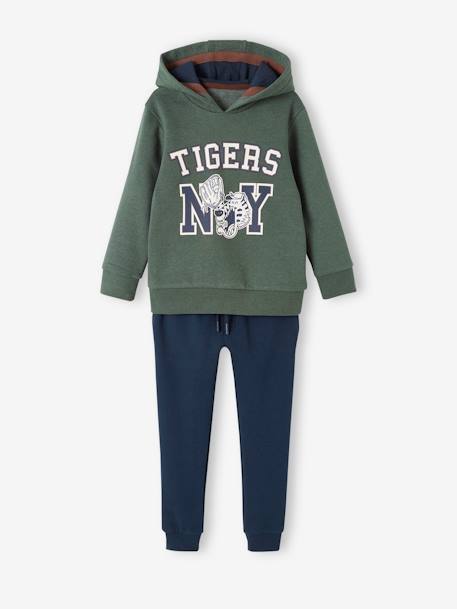 Ensemble sport garçon sweat à capuche et jogging en molleton marine+vert chiné 7 - vertbaudet enfant 