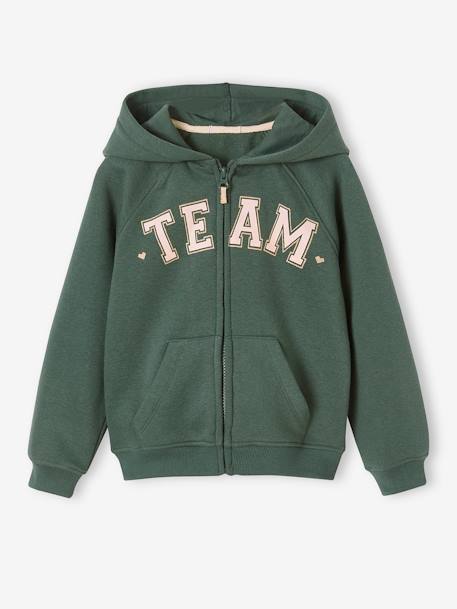 Fille-Vêtements de sport-Sweat zippé à capuche motif "Team" sport fille