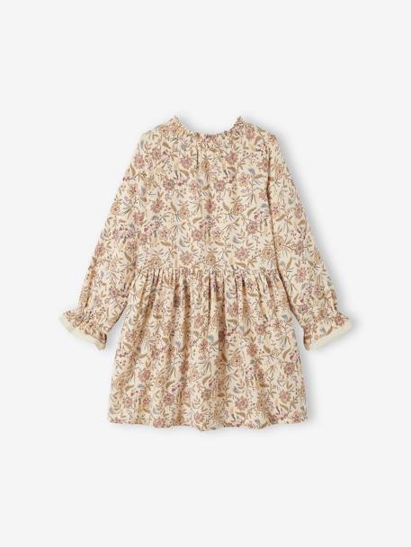 Robe à fleurs en gaze de coton fille beige imprimé 2 - vertbaudet enfant 