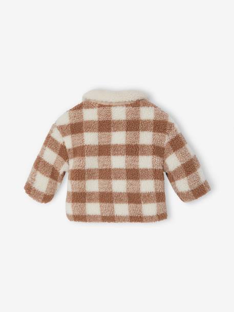 Manteau en fausse fourrure bébé à carreaux carreaux beige 3 - vertbaudet enfant 