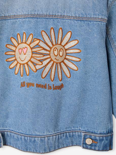 Veste en jean animation fleurs pop au dos fille stone 5 - vertbaudet enfant 