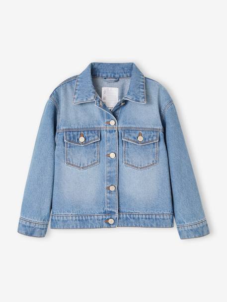 Veste en jean animation fleurs pop au dos fille stone 3 - vertbaudet enfant 