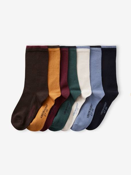 Lot de 7 paires de chaussettes garçon BASICS chocolat+vert 1 - vertbaudet enfant 