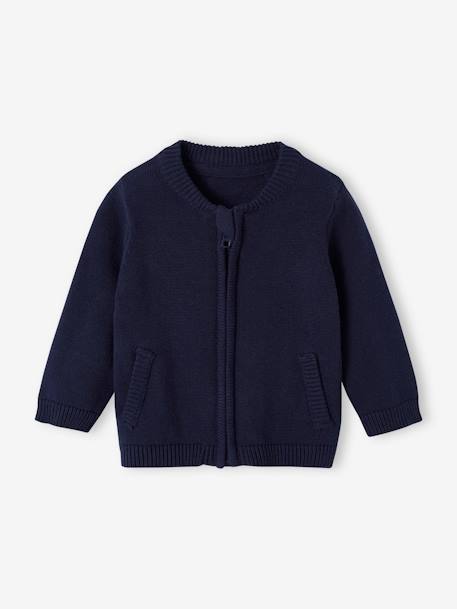 Cardigan zippé style teddy bébé personnalisable marine 1 - vertbaudet enfant 