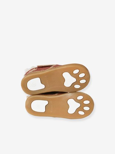 Chaussons fourrés scratchés bébé en cuir souple vieux rose 5 - vertbaudet enfant 