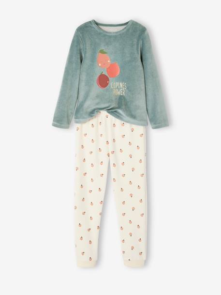 Pyjama fruits en velours fille pêche 1 - vertbaudet enfant 