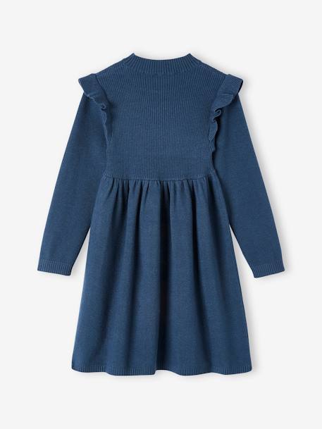 Robe à volants en tricot fille bleu nuit+rose poudré 3 - vertbaudet enfant 