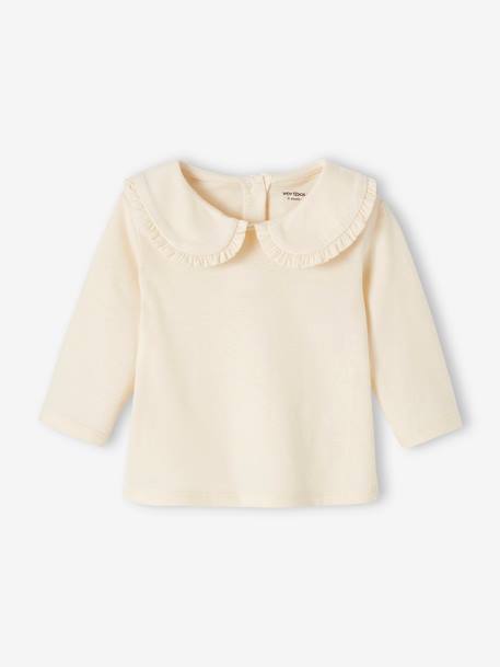 T-shirt manches longues bébé col claudine beige clair 2 - vertbaudet enfant 