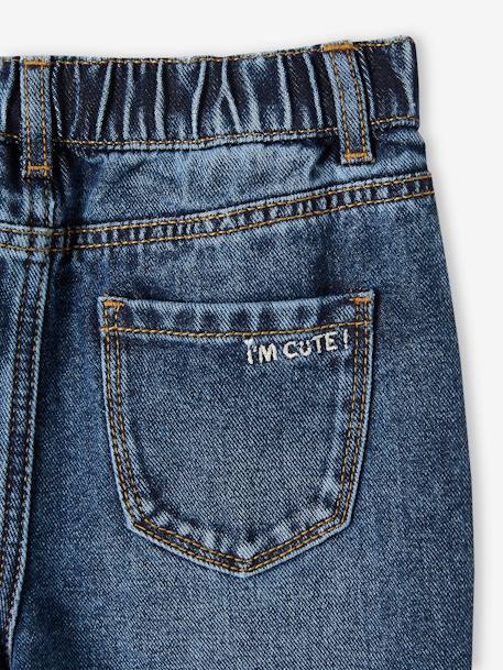 Jean Mom fit MorphologiK fille tour de hanches MEDIUM bleu jean+double stone+stone 8 - vertbaudet enfant 