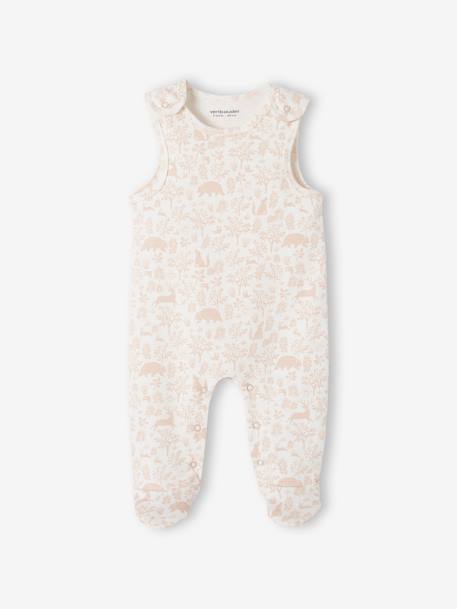 Ensemble naissance 3 pièces : combinaison + body + doudou en coton bio bleu jean+rose poudré 11 - vertbaudet enfant 