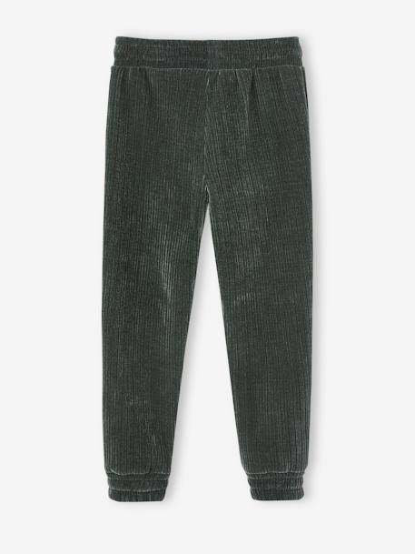 Pantalon jogging en velours côtelé fille gris chiné+vert 5 - vertbaudet enfant 