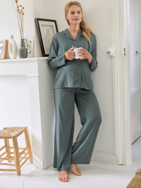 Ensemble 2 pièces pyjama satin grossesse et allaitement gris ardoise 2 - vertbaudet enfant 