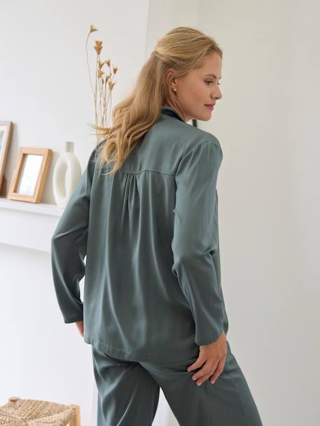 Ensemble 2 pièces pyjama satin grossesse et allaitement gris ardoise 5 - vertbaudet enfant 