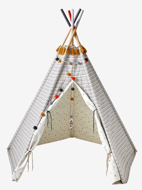 Tipi réversible Géronimo en tissu et bois FSC® caramel+multicolore 10 - vertbaudet enfant 